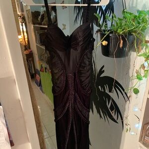 Suede black dress custom-made, small fitting never warn!